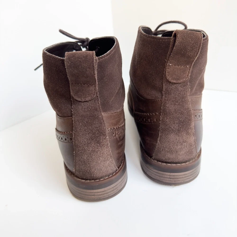 Rockport Wynstin Cap Toe Boots Brown Leather & Suede Upper Wide Men's Size 10.5W